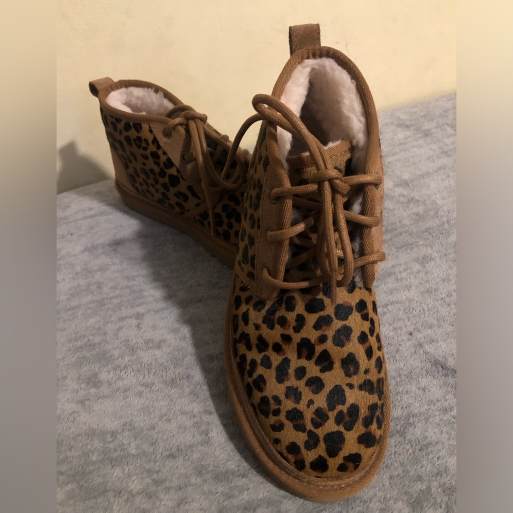 UGG Brown and Cream Sheepskin Lined cheetah  Boots